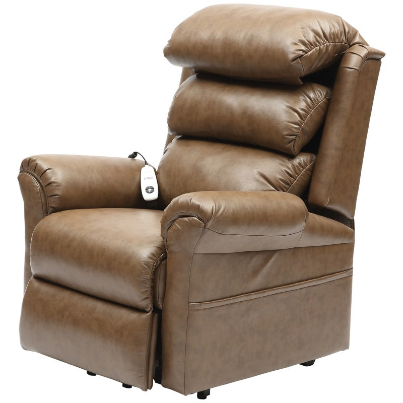 Ecclesfield Single Motor PU Wall Hugging Riser Recliner Chair - Light Brown